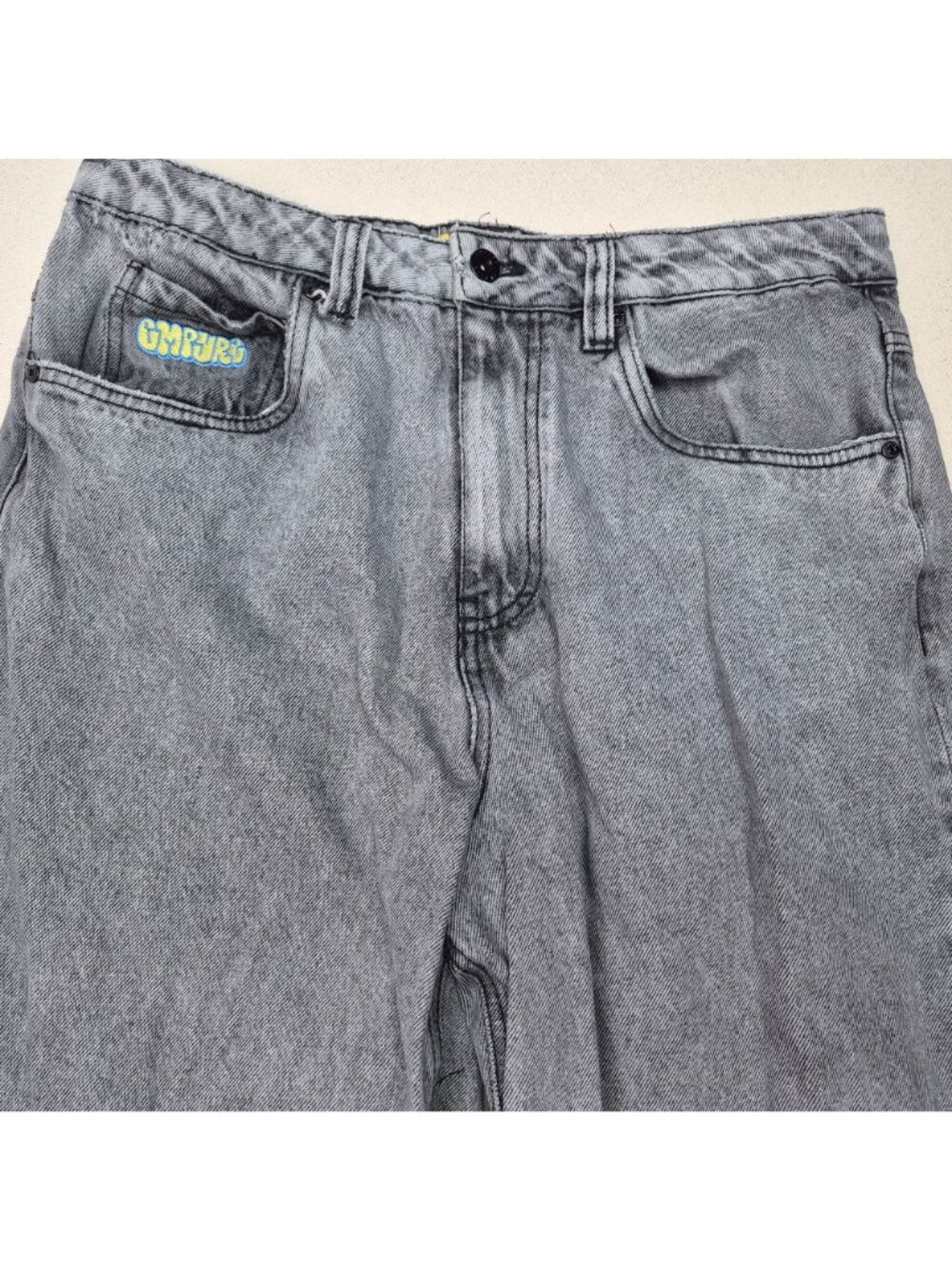 Empyre Men's Gray Embroidered Gray Baggy Wide Leg Jeans Y2K VTG Sz 32/26 - Picture 3 of 7